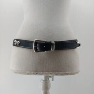 Vintage Women's Leather Medium Belt Black 90s Animal Conchos
